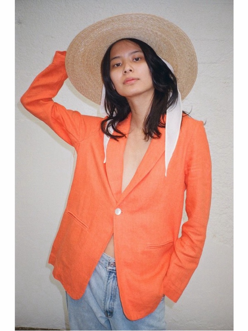 Paloma Wool Briana Blazer Jacket Coral Linen Womens Size 38 / US 6